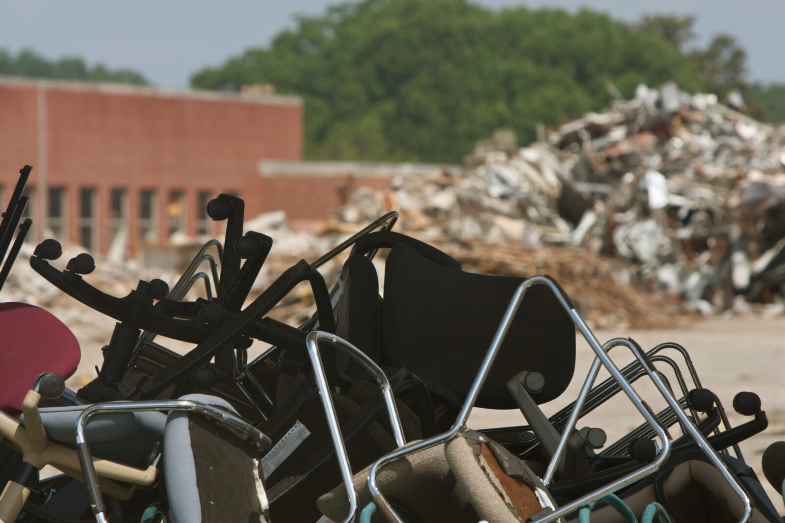 Office furniture and equipment in landfill