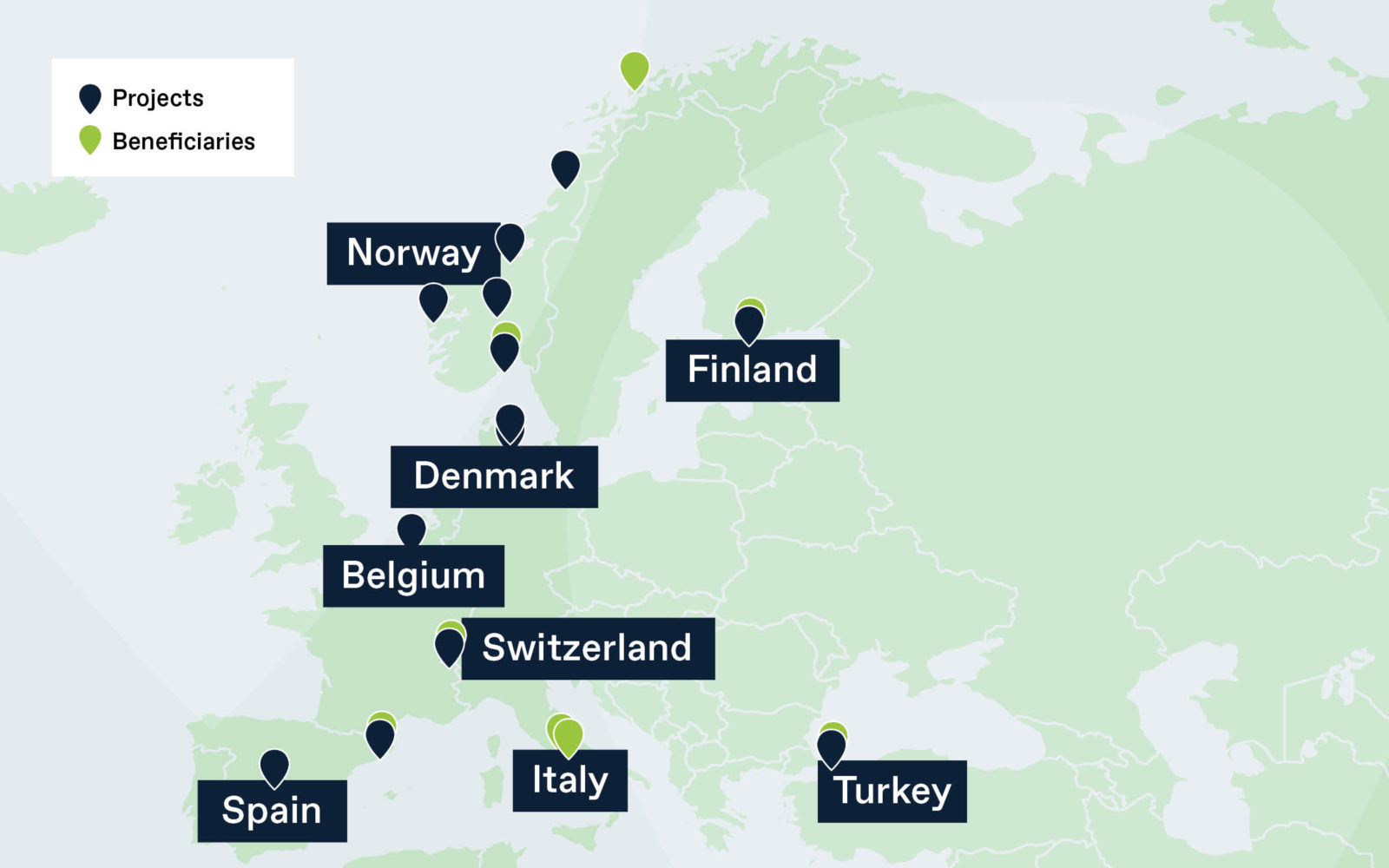 Map of Green Standards projects with Expedia in Europe